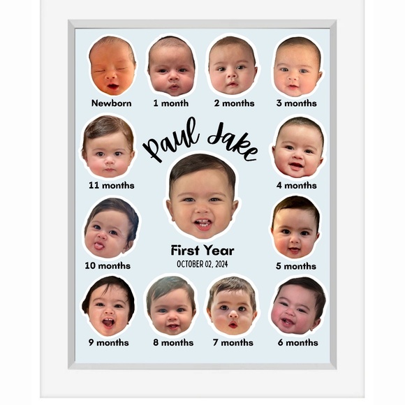 3D Baby Milestones Shadow Box: Personalized First Year Keepsake - Picture 7 of 13